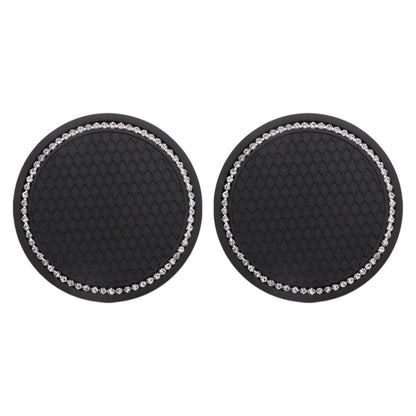 2 PCS Car Diamond Anti-skid Soft Rubber Water Cup Mat(Black) by buy2fix