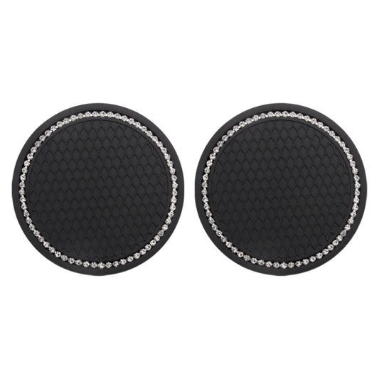 2 PCS Car Diamond Anti-skid Soft Rubber Water Cup Mat(Black) by buy2fix