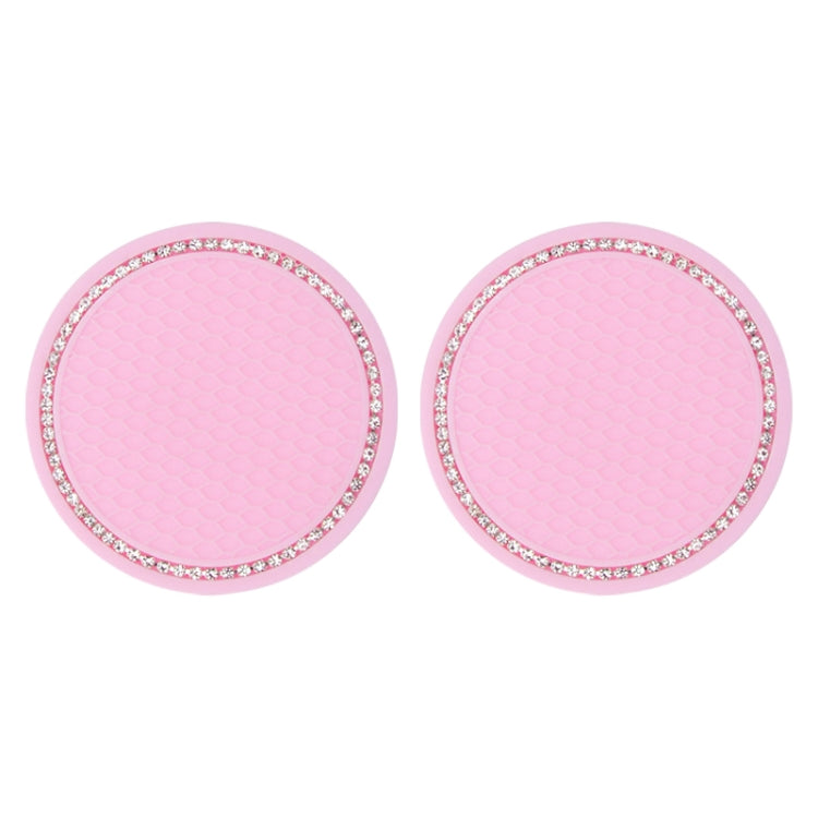 2 PCS Car Diamond Anti-skid Soft Rubber Water Cup Mat(Pink) by buy2fix