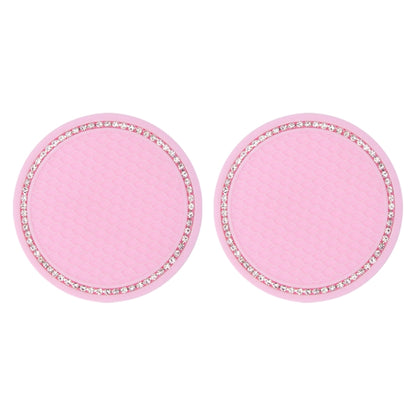 2 PCS Car Diamond Anti-skid Soft Rubber Water Cup Mat(Pink) by buy2fix