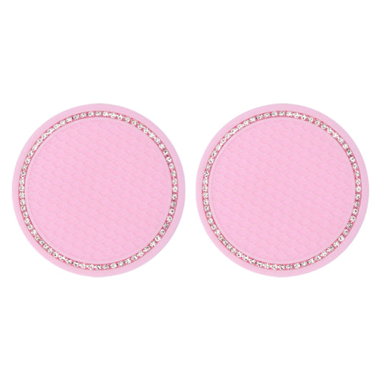 2 PCS Car Diamond Anti-skid Soft Rubber Water Cup Mat(Pink) by buy2fix