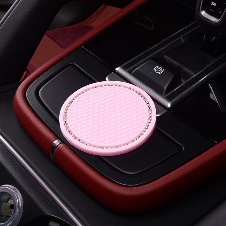 2 PCS Car Diamond Anti-skid Soft Rubber Water Cup Mat(Pink) by buy2fix