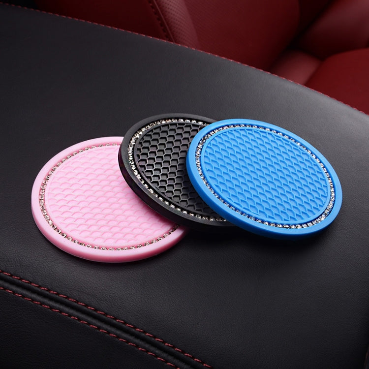 2 PCS Car Diamond Anti-skid Soft Rubber Water Cup Mat(Black) by buy2fix