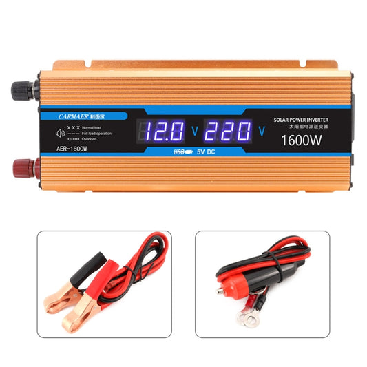 Carmaer Modified Sine Wave 12V to 220V 1600W Car Multi-function Double Digital Display Inverter Household Power Converter - Modified Square Wave by buy2fix | Online Shopping UK | buy2fix