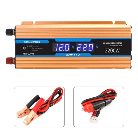 Carmaer Modified Sine Wave 12V to 220V 2200W Car Multi-function Double Digital Display Inverter Household Power Converter - Modified Square Wave by buy2fix | Online Shopping UK | buy2fix