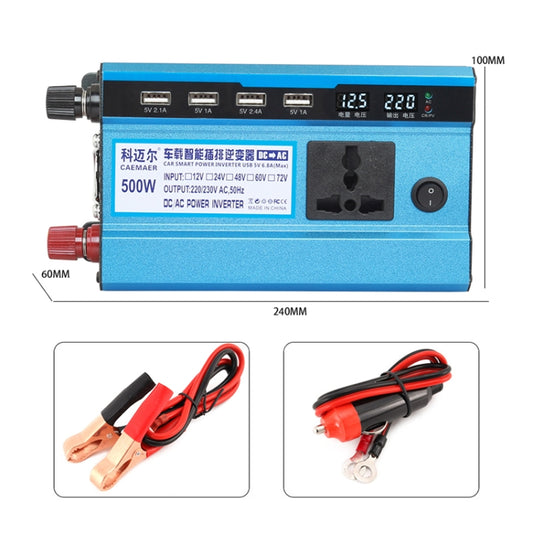Carmaer 24V to 220V 500W Double Cigarette Lighter Car Double Digital Display Inverter Household Power Converter - Modified Square Wave by buy2fix | Online Shopping UK | buy2fix