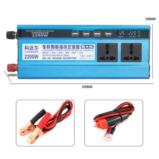 Carmaer 24V to 220V 2200W Three Socket Car Double Digital Display Inverter Household Power Converter by buy2fix