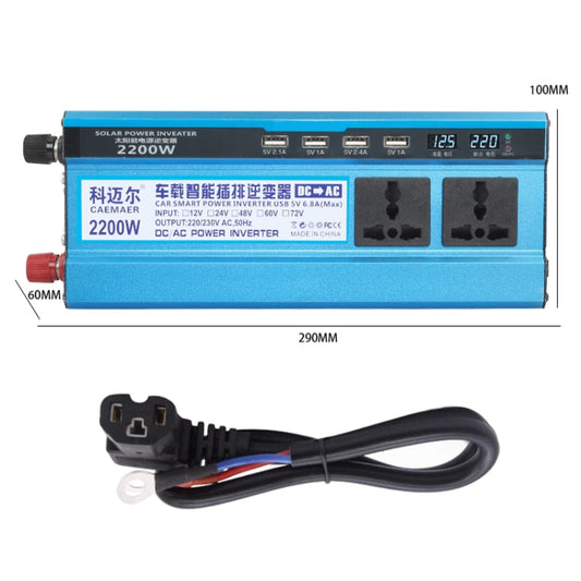 Carmaer 60V to 220V 2200W Three Socket Car Double Digital Display Inverter Household Power Converter - Modified Square Wave by buy2fix | Online Shopping UK | buy2fix