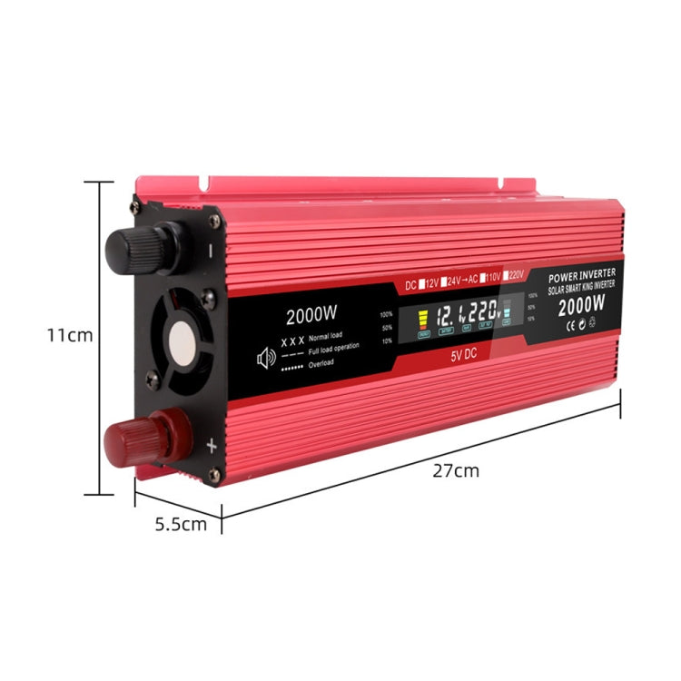 Carmaer Universal 12V to 220V 2000W Car LCD Display Inverter Household Power Converter by buy2fix