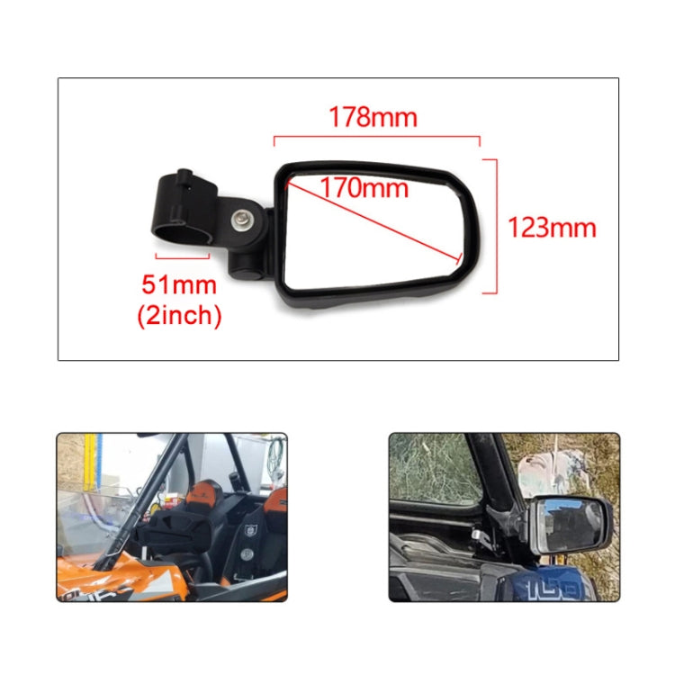 Pair All-terrain Vehicles Wide Field View 2.0 inch Rearview Mirror Side Reflector Mirror for UTV / ATV - Side Mirrors by buy2fix | Online Shopping UK | buy2fix
