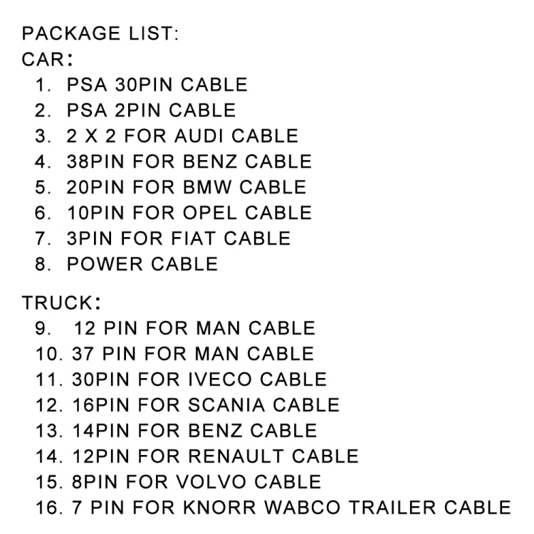 Truck / Car 16 in 1 Conversion Cable Set - Cables & Connectors by buy2fix | Online Shopping UK | buy2fix