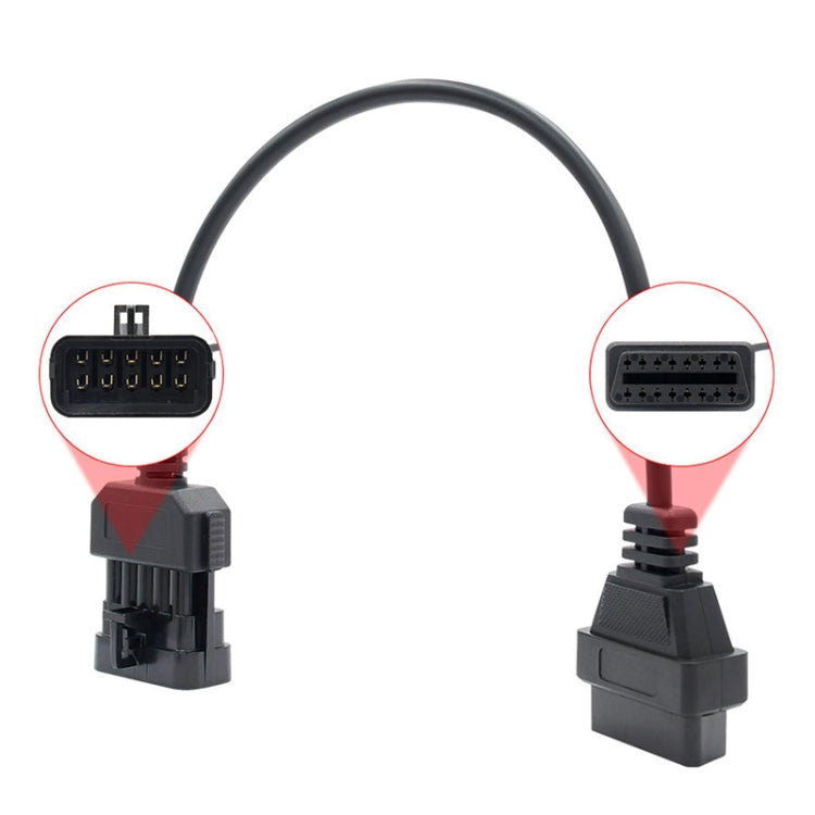 10Pin to 16Pin Car OBD2 Conversion Cable OBDII Diagnostic Adapter Cable for Opel - Cables & Connectors by buy2fix | Online Shopping UK | buy2fix