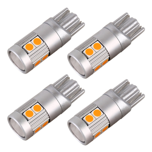 4 PCS T10 DC12V / 2W Car Clearance Light 9LEDs SMD-3030 Lamp Beads (Yellow Light) - Clearance Lights by buy2fix | Online Shopping UK | buy2fix