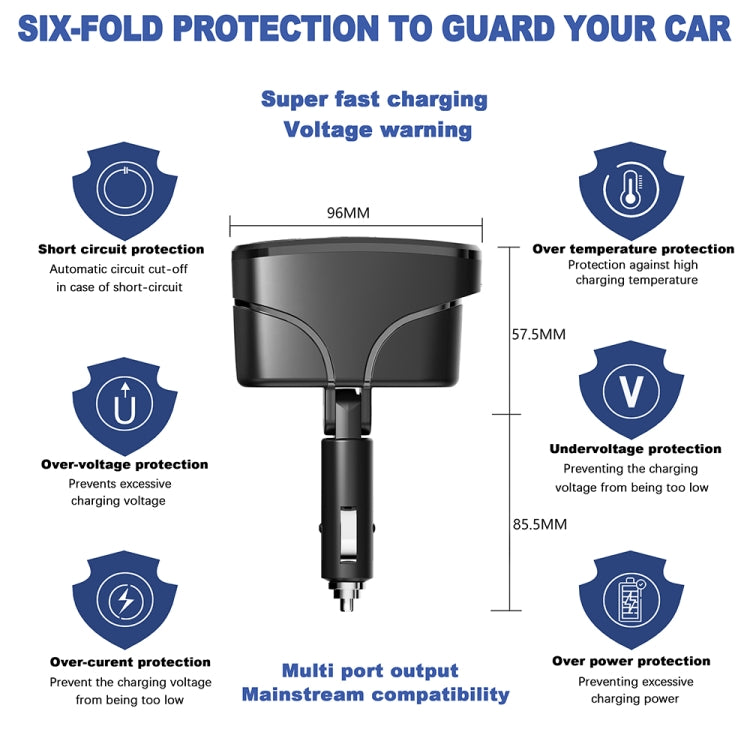 TR35 Car 2 in 1 Cigarette Lighter Extension Socket 20W PD Fast Charge QC3.0 USB Charger - Cigar Socket by buy2fix | Online Shopping UK | buy2fix
