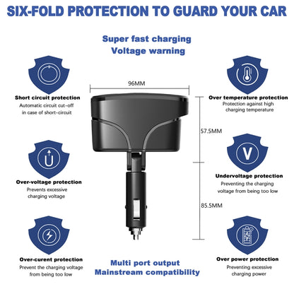 TR35 Car 2 in 1 Cigarette Lighter Extension Socket 20W PD Fast Charge QC3.0 USB Charger - Cigar Socket by buy2fix | Online Shopping UK | buy2fix