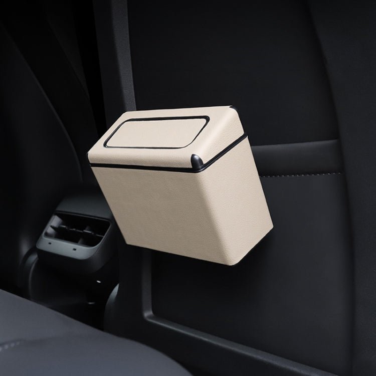 Car Plastic Trash Can Large Capacity Interior Accessories Box (Beige) by buy2fix