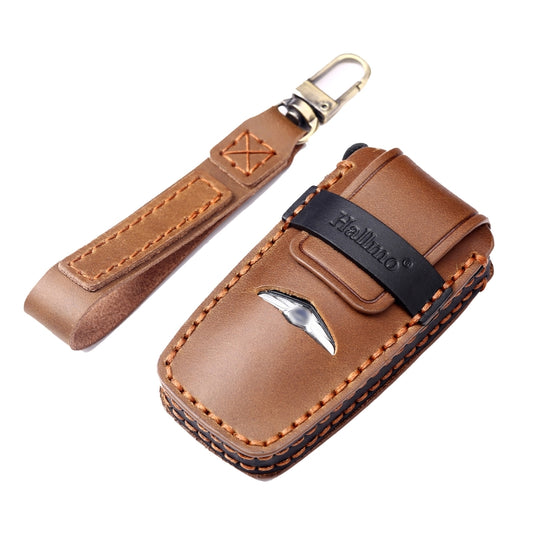 Hallmo Car Cowhide Leather Key Protective Cover Key Case for Hyundai Rohens Genesis 8-button(Brown) - Car Key Cases by Hallmo | Online Shopping UK | buy2fix