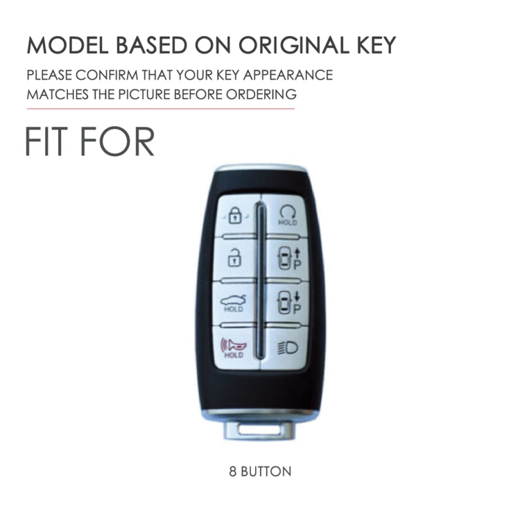 Hallmo Car Cowhide Leather Key Protective Cover Key Case for Hyundai Rohens Genesis 8-button(Blue) - Car Key Cases by Hallmo | Online Shopping UK | buy2fix