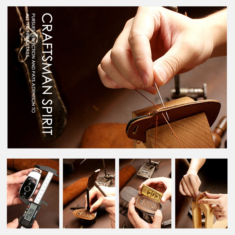 Hallmo Car Cowhide Leather Key Protective Cover Key Case for KIA K2 / K3 / K5 3-button(Brown) - Car Key Cases by Hallmo | Online Shopping UK | buy2fix