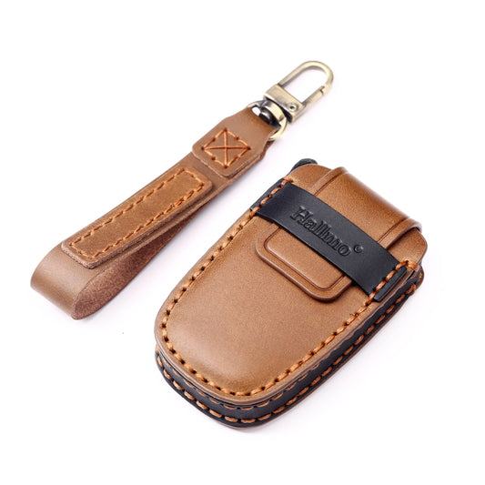 Hallmo Car Cowhide Leather Key Protective Cover Key Case for KIA K2 / K3 / K5 4-button(Blue) - Car Key Cases by Hallmo | Online Shopping UK | buy2fix
