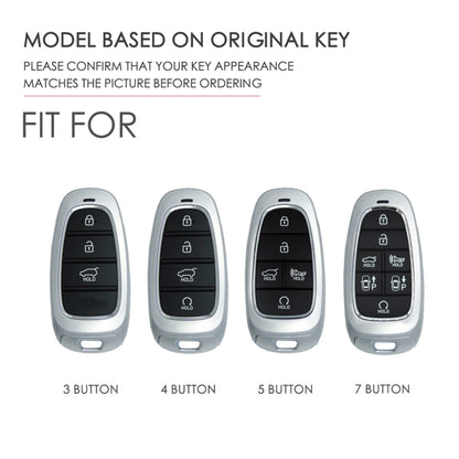 Hallmo Car Cowhide Leather Key Protective Cover Key Case for Hyundai 4-button Start(Blue) - Car Key Cases by Hallmo | Online Shopping UK | buy2fix