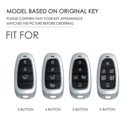 Hallmo Car Cowhide Leather Key Protective Cover Key Case for Hyundai 6-button(Blue) - Car Key Cases by Hallmo | Online Shopping UK | buy2fix