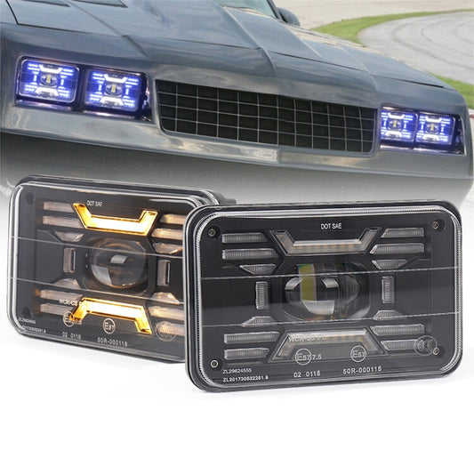 OL-2051S 1 Pair 4x6 inch Off-road Vehicle Modified Angel Devil Eyes Rectangular Headlight - LED Headlamps by buy2fix | Online Shopping UK | buy2fix