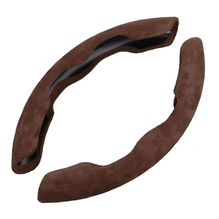 Car Universal Suede Steering Wheel Cover (Coffee) - Steering Wheel Accessories by buy2fix | Online Shopping UK | buy2fix