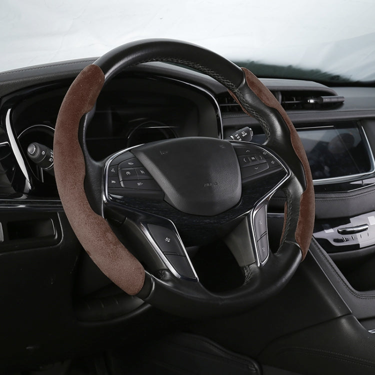 Car Universal Suede Steering Wheel Cover (Coffee) - Steering Wheel Accessories by buy2fix | Online Shopping UK | buy2fix