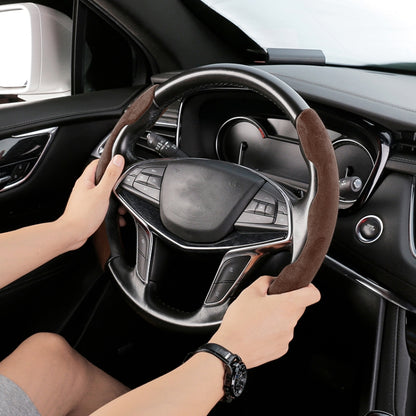 Car Universal Suede Steering Wheel Cover (Coffee) - Steering Wheel Accessories by buy2fix | Online Shopping UK | buy2fix