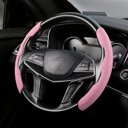 Car Universal Suede Steering Wheel Cover (Pink) - Steering Wheel Accessories by buy2fix | Online Shopping UK | buy2fix