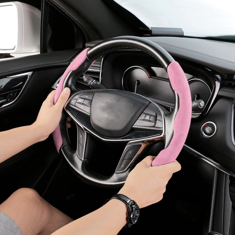 Car Universal Suede Steering Wheel Cover (Pink) - Steering Wheel Accessories by buy2fix | Online Shopping UK | buy2fix