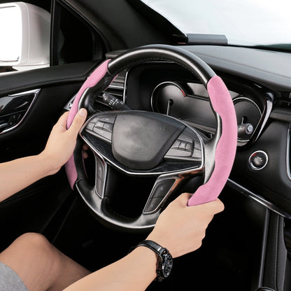 Car Universal Suede Steering Wheel Cover (Pink) - Steering Wheel Accessories by buy2fix | Online Shopping UK | buy2fix