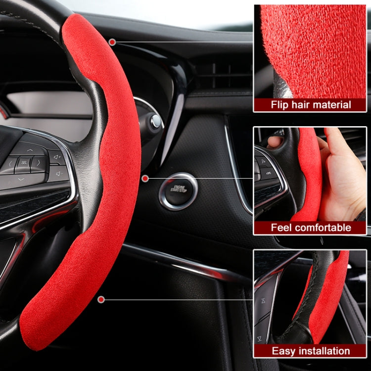 Car Universal Suede Steering Wheel Cover (Red) by buy2fix