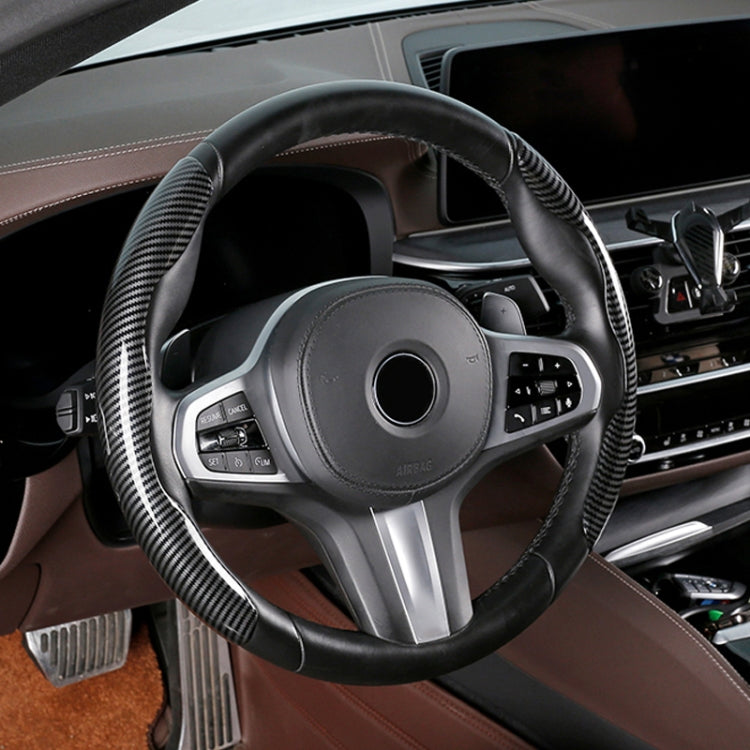 Car Universal Carbon Fiber Steering Wheel Cover (Black) by buy2fix