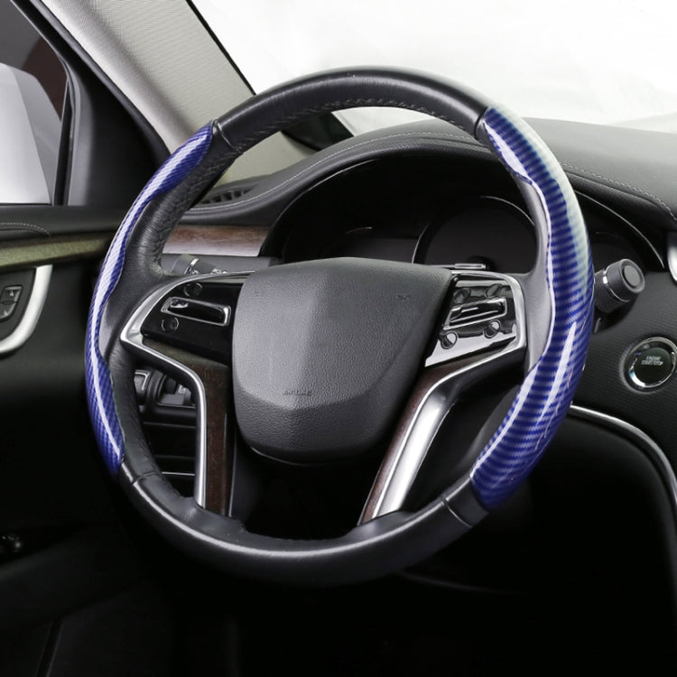 Car Universal Carbon Fiber Steering Wheel Cover (Blue) by buy2fix
