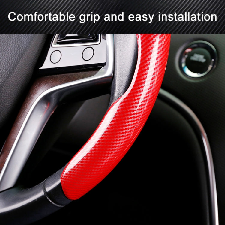 Car Universal Carbon Fiber Steering Wheel Cover (Red) by buy2fix