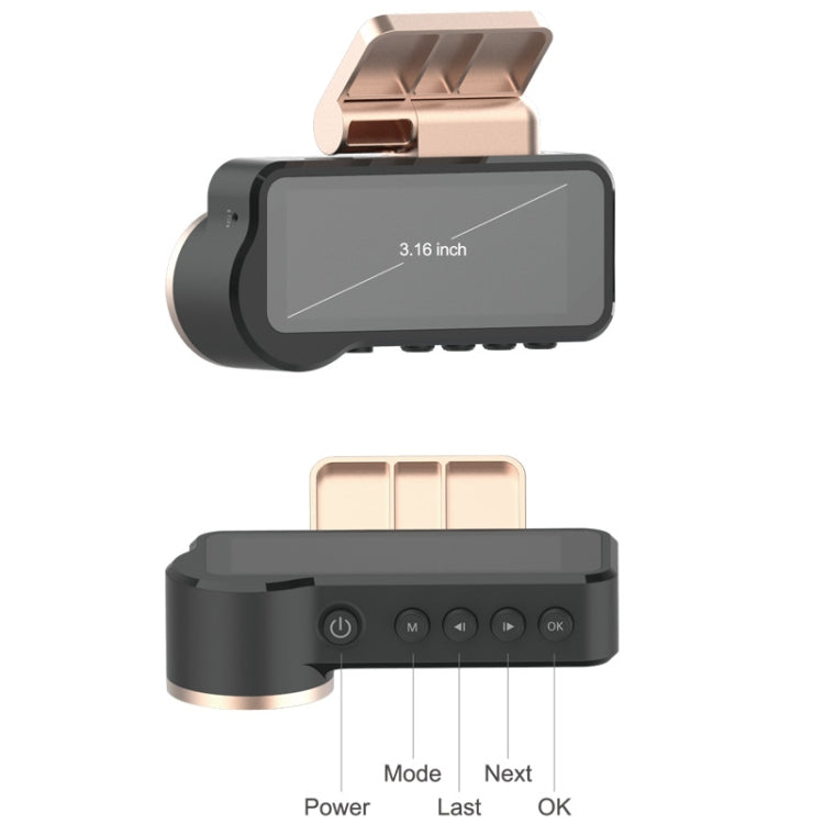 F22 3.16 inch 1080P HD Night Vision WiFi Connected Driving Recorder with In-car View Camera by buy2fix