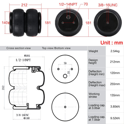 Car Airbag 1/2 inch NPT Single Port 2600LB Air Suspension Kit - Others by buy2fix | Online Shopping UK | buy2fix