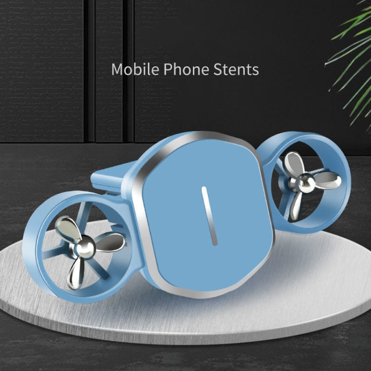 Car Dual-turbo Air Outlet Magnetic Mobile Phone Holder with Aromatherapy (Blue) by buy2fix