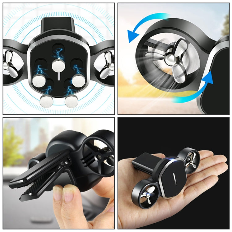 Car Dual-turbo Air Outlet Magnetic Mobile Phone Holder with Aromatherapy (Blue) by buy2fix