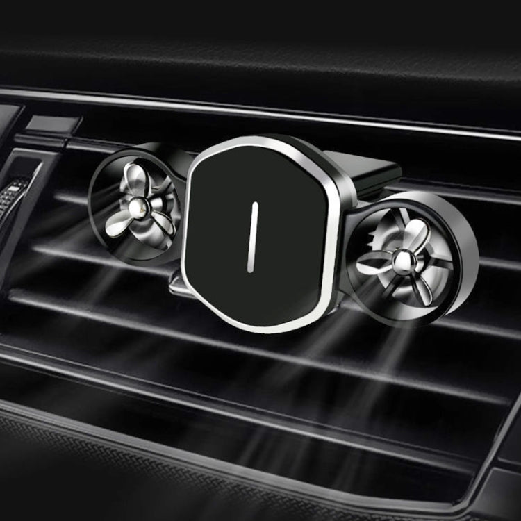 Car Dual-turbo Air Outlet Magnetic Mobile Phone Holder with Aromatherapy (Blue) by buy2fix