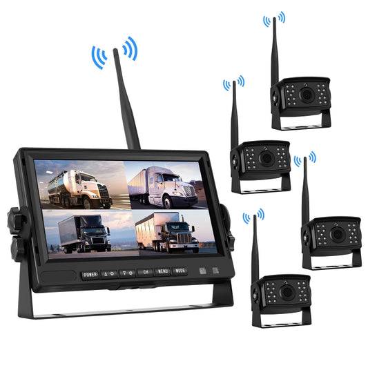 7 inch Car Digital Wireless Rear-view Split-screen Monitor Four Record - Rearview Monitors by buy2fix | Online Shopping UK | buy2fix