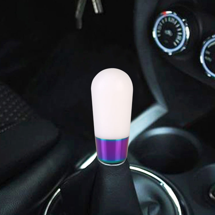 Universal Car Small Ellipsoid Resin + Carbon Fiber Metal Gear Shift Knob (White) by buy2fix