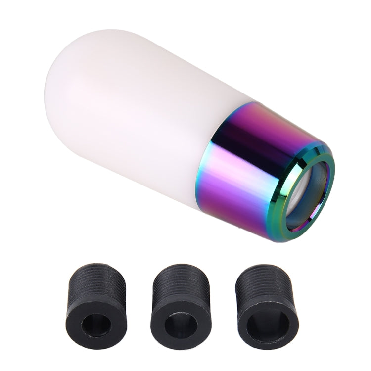 Universal Car Small Ellipsoid Resin + Carbon Fiber Metal Gear Shift Knob (White) by buy2fix