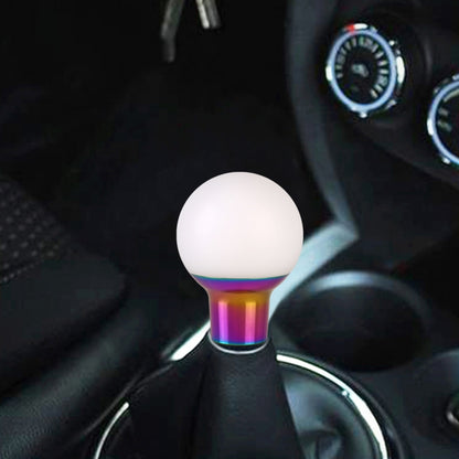 Universal Car Small Round Ball Resin + Carbon Fiber Metal Gear Shift Knob (White) by buy2fix