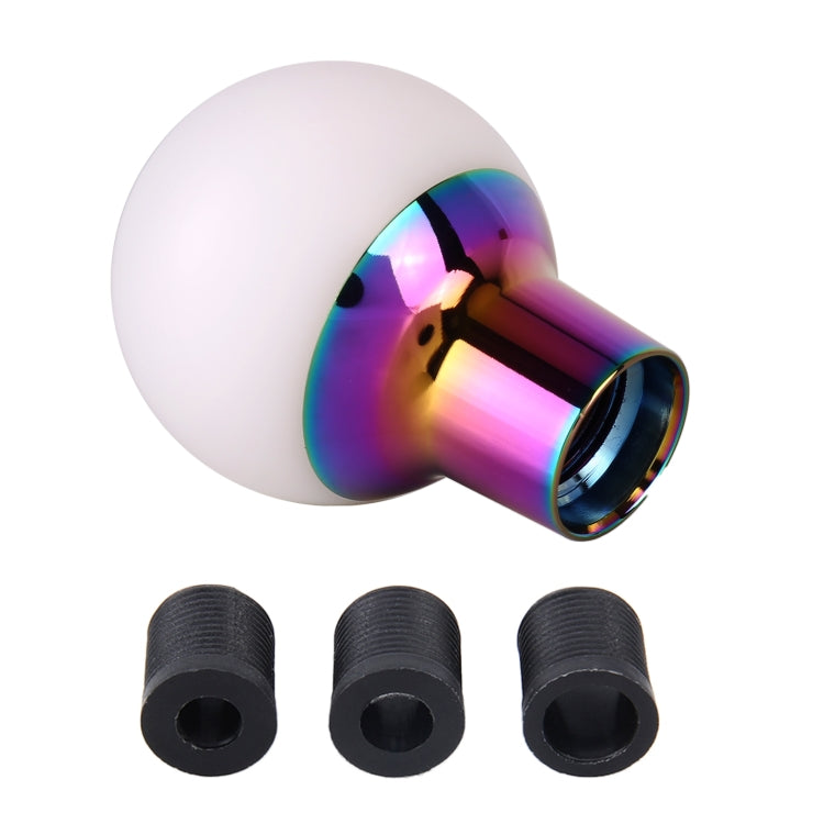 Universal Car Small Round Ball Resin + Carbon Fiber Metal Gear Shift Knob (White) by buy2fix