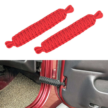 Pair Car Door Limit Braided Rope Strap for Jeep Wrangler (Red) by buy2fix