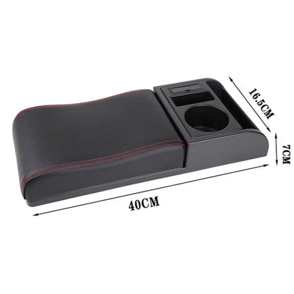 Car Multi-functional Dual USB Armrest Box Booster Pad, Microfiber Leather Curved Type (Black Red) by buy2fix