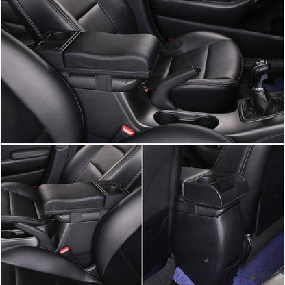 Car Multi-functional Dual USB Armrest Box Booster Pad, Carbon Fiber Leather Curved Type (Black) by buy2fix